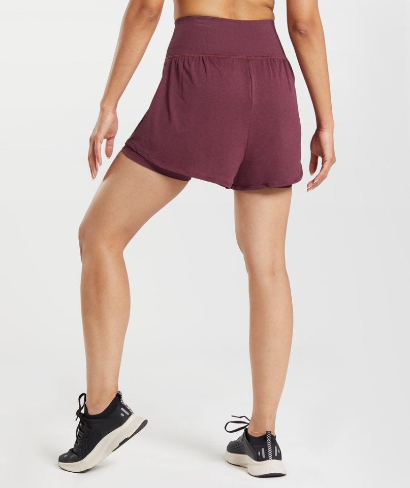 Women's Gymshark Vital Seamless 2.0 2-in-1 Shorts Burgundy | CA N7683D